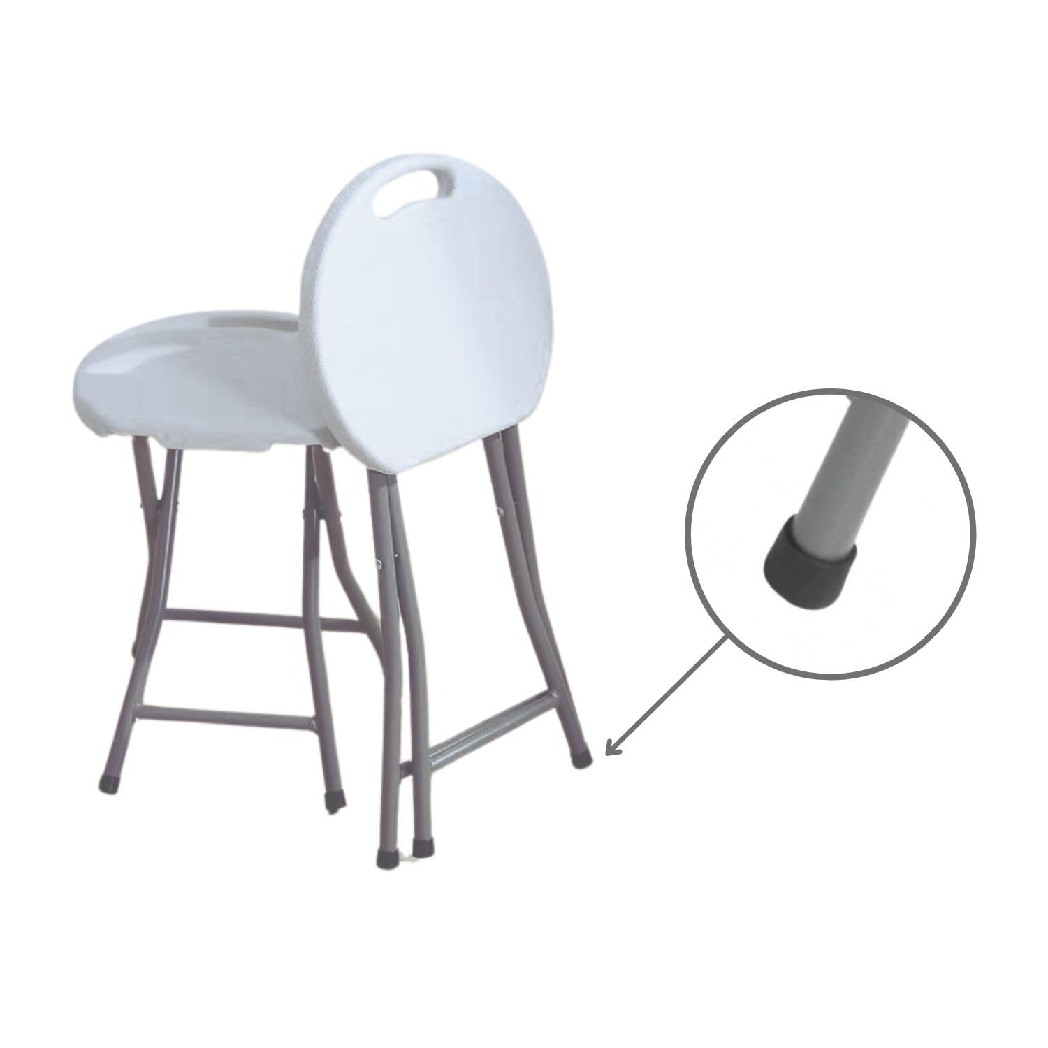 Pack 6 Taburetes Plegables de Resina y Acero 31x45cm Blancos 7house