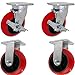 Caster Barn - 6" X 2" Tool Box Caster KIT Set of 4 - RED Polyurethane Wheel - 5,000 LBS Capacity