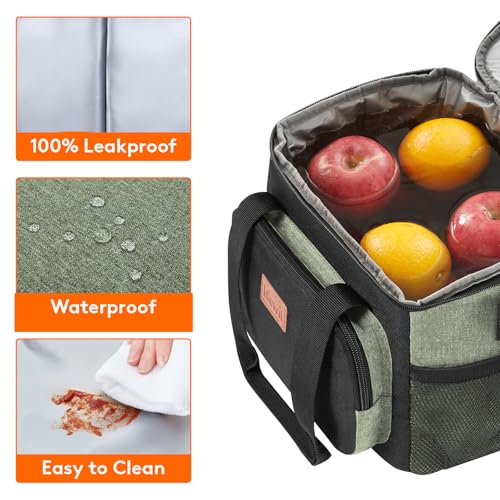 Image of Lifewit Medium Lunch Bag, Insulated Lunch Box, Soft Cooler Cooling Tote for Adult Men Women, Black and Green 12-Can (9L)