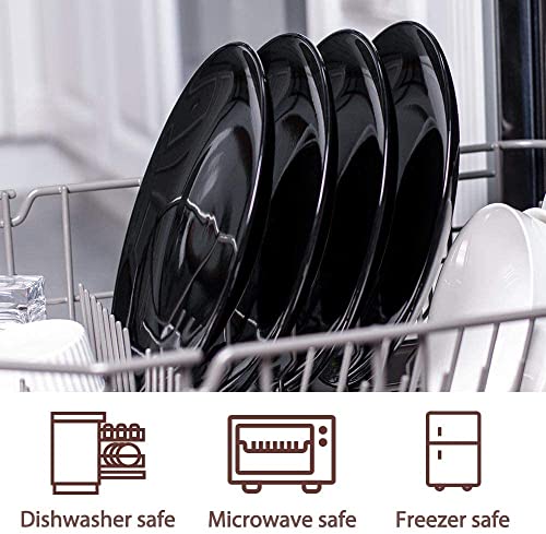 Delling 10 Inch Black Dinner Plates Set, Porcelain Dessert/Salad Plate, Serving Dishes, Dinnerware Sets, Scratch Resistant, Lead-Free, Microwave, Oven, And Dishwasher Safe - Set Of 4 #TOP2