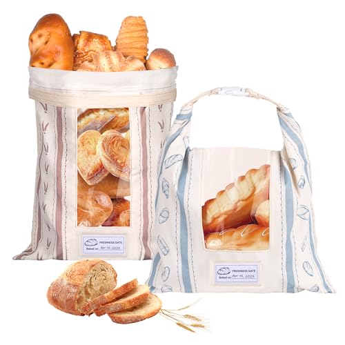 10 Best Reusable Bread Bags That Keep Your Loaves Fresh Longer 1 Reusable Cotton Bread Bags with Transparent Window (2 Pack)