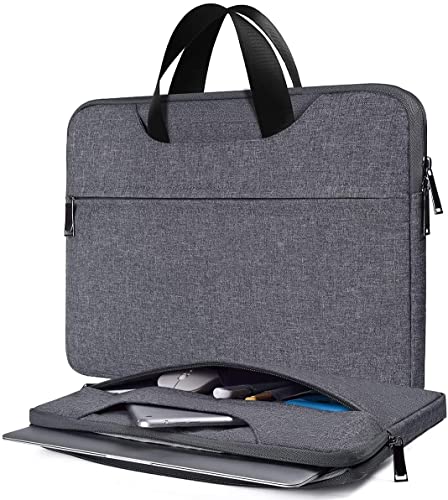 Dynotrek Helus 15.6 inch Laptop Sleeve Case Pouch, with Hidden Handle Shockproof Protective Cover, Accessory Pocket, Briefcase Computer Hand Bag, Compatible for HP, ASUS, Dell, Acer -Denim Grey