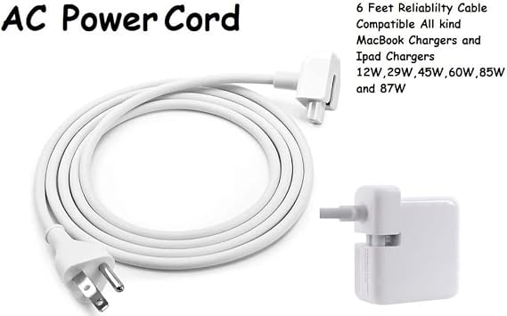 iAbler Replacement AC Power Adapter Extension Cord for MacBook Chargers and iPad Chargers - 8 Feet 3-Prong Power Cord Compatible with Apple MacBook Pro, MacBook Air, iPad, USB-C and MagSafe Adapter