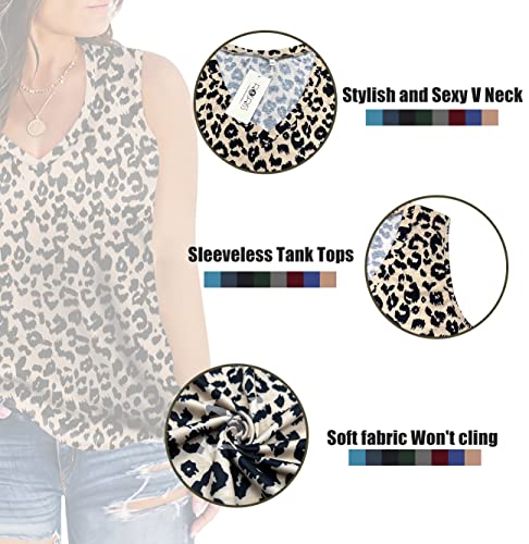 Plus Size Sleeveless Shirts For Women 2Xl Loose Fit V Neck Animal Print Tops 06 18W #TOP2