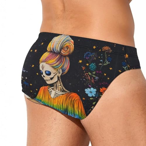Skull Women Book Lover Librarian Men's Swim Trunks Briefs Swimsuit Swimwear Bathing for Underwear Beach4