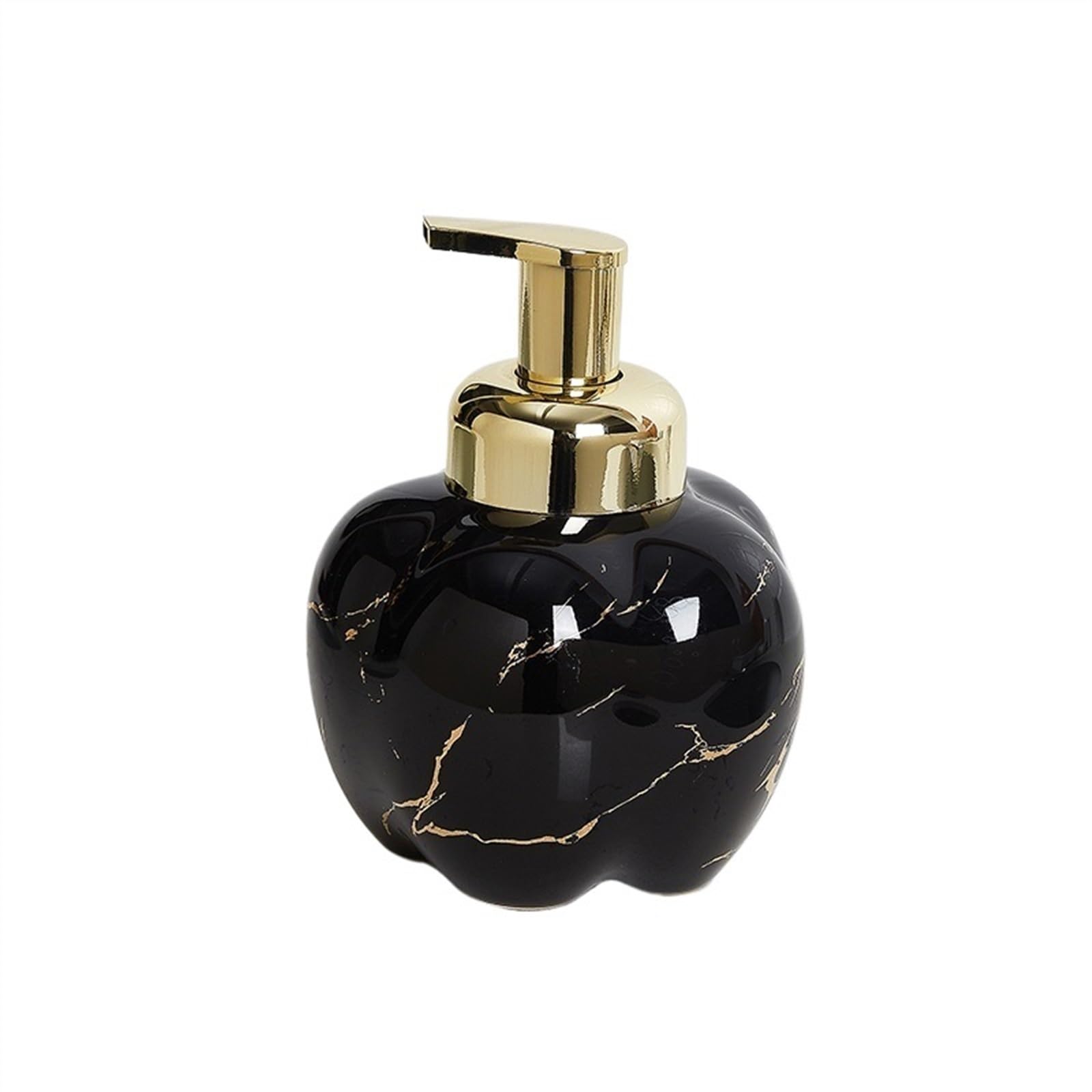 Cyairong-22 Black Soap Dispenser 520Ml Bathroom Ceramics Soap Dispenser With Golden Pump And Exquisite Marble Patterns Modern Ceramic Dispensers Bottle(Black)