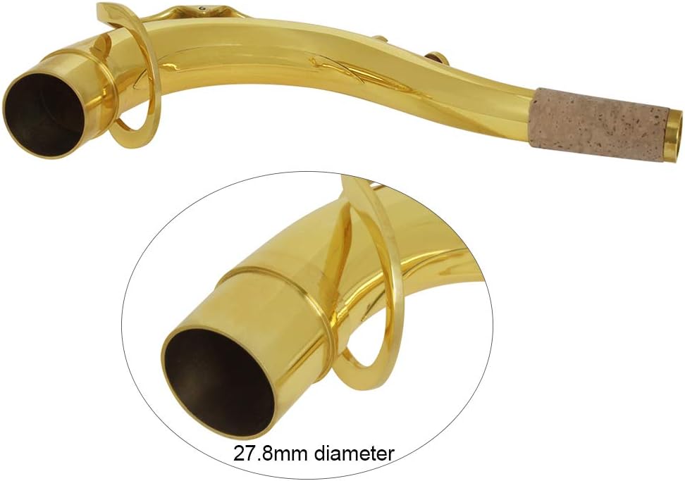 WALFRONT Saxophone Neck Sax Bend Neck Tenor 27.8mm Brass Gold Resonant Intonation Suitable for Tenor Sax