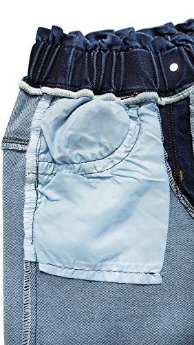 KIDSCOOL SPACE Jeans infantil de renda borboleta e flor bordado strass decorativo, Azul, 9-10 anos