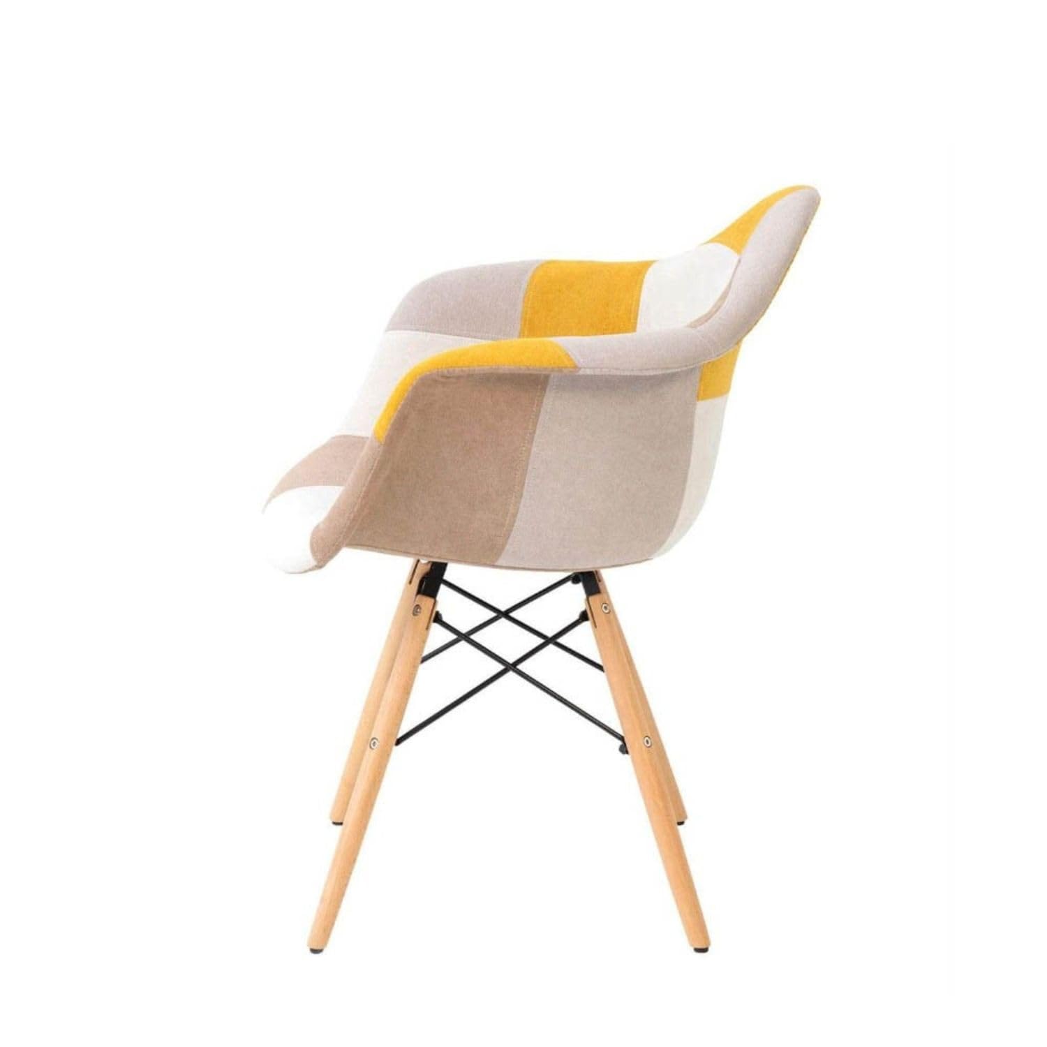 Sedia in Legno di Faggio e PP in Stile Patchwork Cucita a Mano