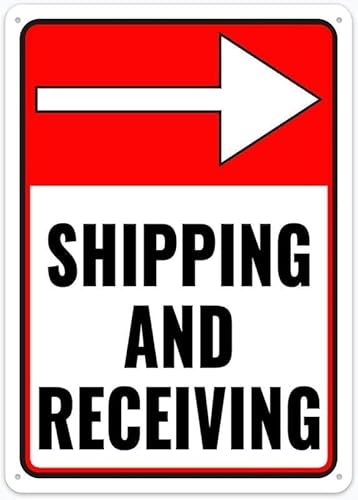 NCTBNS Shipping and Receiving Right Arrow Retro Metal Tin Sign, Outdoor Decor for Shop Yard Man Cave Garage, Logistics Direction Sign, 8x12 Inch