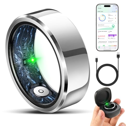 Image of Smart Ring for Women Men, Fashion Minimalist Fitness Ring & Sleep Tracker with Heart Rate,Blood Pressure, 5ATM Waterproof Health, No Subscription, Travel-Friendly Couple Gift (Silver, 11)