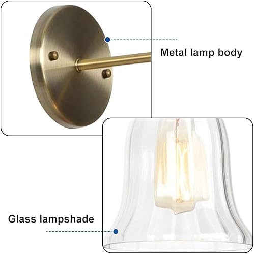 Miniatura 6 de Retro Glass Wall Light Industrial Wall Sconce Farmhouse Wall Lamp, Vintage Wall Mount Lighting Fixture Hardwired Sconces for Living Room Loft