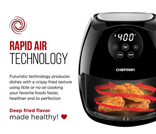 image for Chefman Digital 3.6 Quart Touch Screen Air Fryer Oven w/ Space Saving 