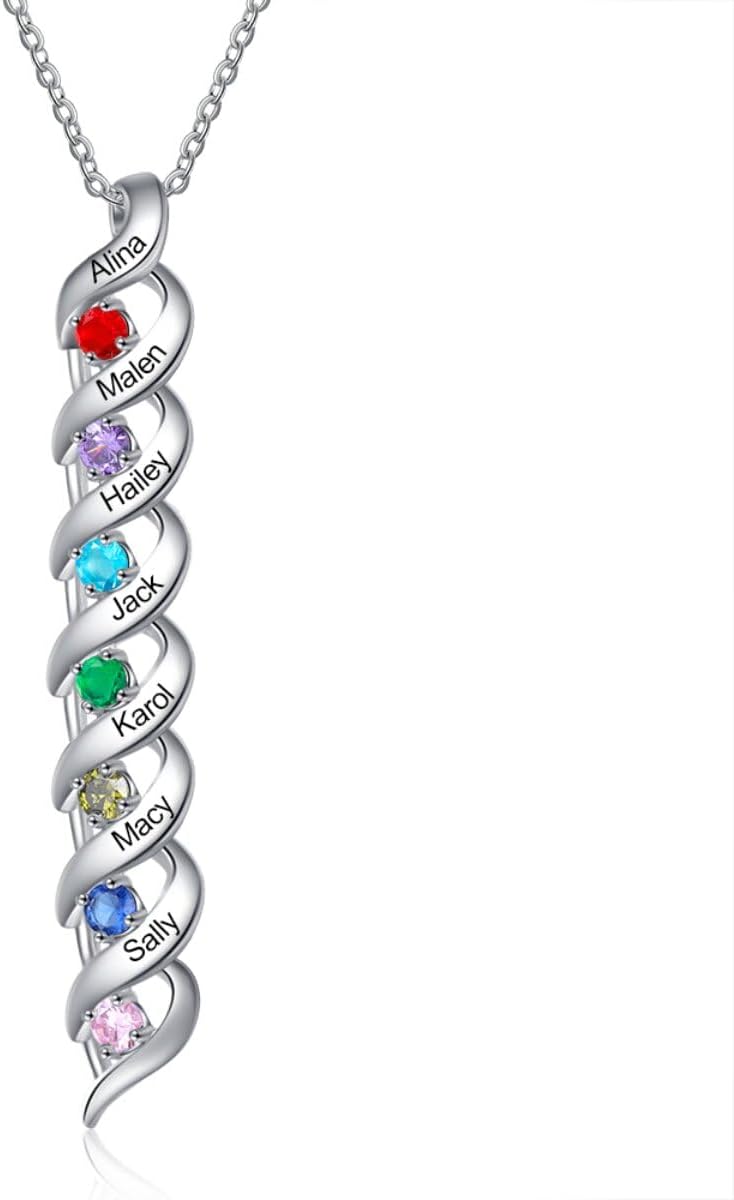 Personalized Mother Necklace Birthstone Necklace for Women Custom 2-7 Names Pendent Necklace Customized Gifts for Mom Grandma