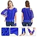 WILDPARTY Women Casual Sexy 80s Costumes Fishnet Neon Off Shoulder T-Shirt 80s Costume Accessories (Blue-M)