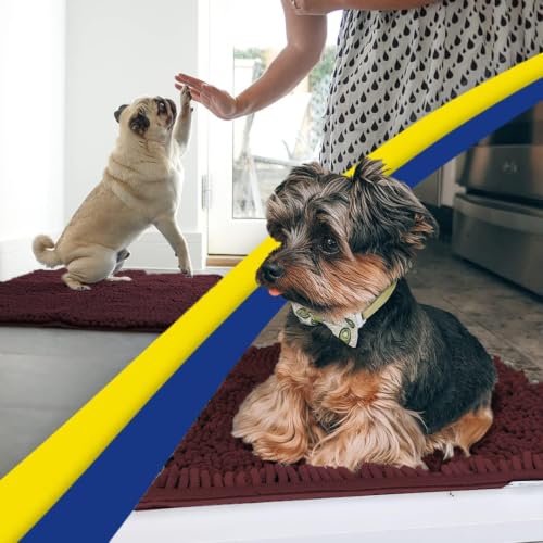 Image of Muddy Mat | Super Water Absorbent Door Mat Indoor, Microfiber Quick Dry Chenille Entryway Rug, Slip Resistant Front Door Mat, Indoor Mats for Entryway, Machine Washable Pet Rug, Rust 3ft x 4ft
