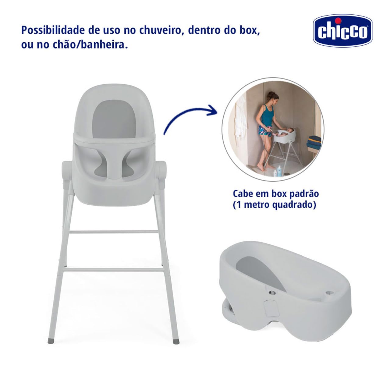 Chicco Bubble Nest Wanienka na Stojaku Pod Prysznic lub Do Wanny, Ze Zdejmowanymi Nóżkami i Antypoślizgowym Siedziskiem