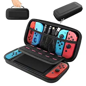 BOOGIIO Nintendo Switch Carrying Case, Hard Shell Travel Carrying Box Case for Nintendo Switch 2017 with 10 Game Cards Holders, Pouch for Nintendo Switch Console & Accessories -Black