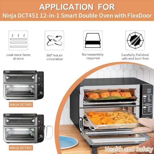 Image of Smart Double Oven Accessories for Ninja DCT401 DCT451 12 in 1, 13''x12.6'' Steel Toaster Replacement Parts Accessories Dehydrator Grill Rack for Ninja DCT601 DCT651 DCT402BK Smart Oven