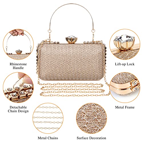 UBORSE Handtas voor dames, avondtas, clutch, ketting, schoudertas, glanzend, kleine tas voor vrouwen, meisjes, bruiloft, bruid, feesttas, zwart - Image 5