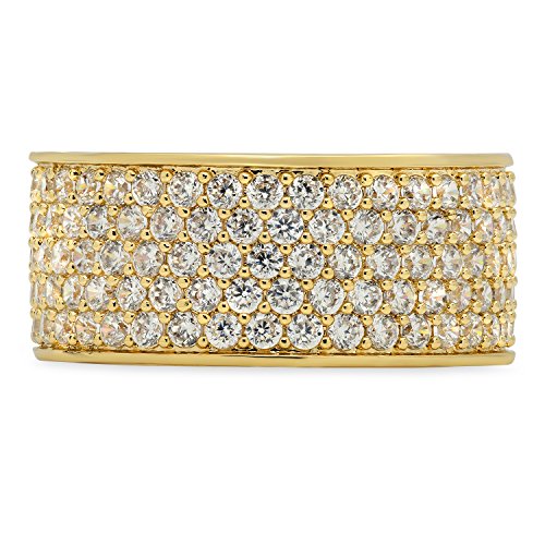 The Bling Factory Hip Hop 14k Gold Plated Iced Out Micropave CZ 13mm Eternity Band Ring3