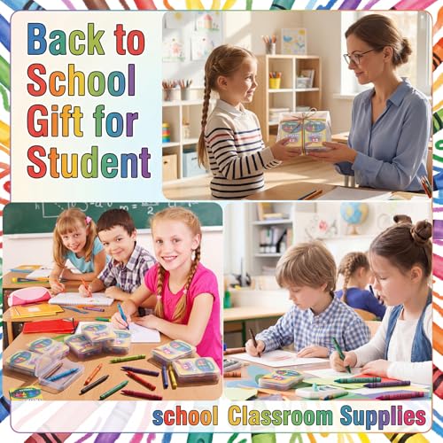 Image of Geyoga 50 Set Plastic Crayon Boxes with 600 Pcs 12 Color Crayons Bulk | 3.7 x 2.6 x 0.9 Inches Crayon Organizer Case, Stackable Crayon Storage with Name Tags, Back to School Essentials Party Favors