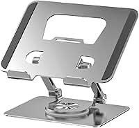 Suporte para Tablet Smartphone Celular em Alumínio Ajustável com Metal Resistente Apoio para Mesa Pedestal Portátil Dobrável Articulado Base Rotativa 360º TAMO (SILVER)