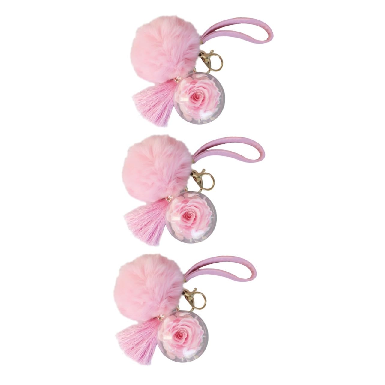 LIFKOME 3 Uds Pulseras De Brazalete Para Mujer Llavero Con Pompón De Mujer Llavero Decorativo Con Pompón De Rosas De Coche s De Rosa Bolsa