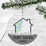 Home Sweet Home Fort Smith AR Ornament 2024 - New Home Fort Smith Arkansas Ornament City Map - Wedding, Housewarming Gift for Family, Friend Ornament 3Inch Plastic