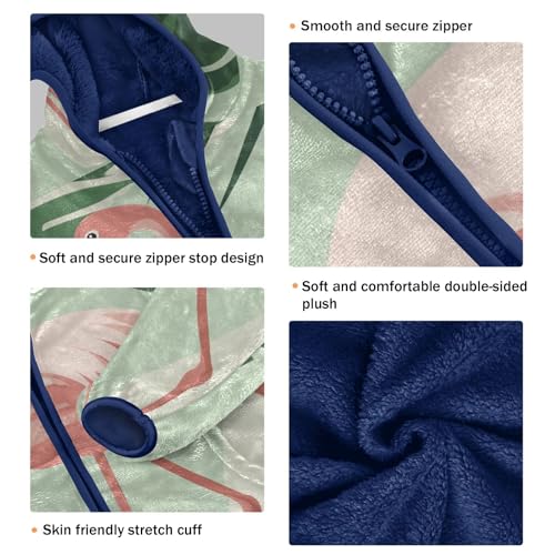 Flamingo Graphic Girls Fleece Jacket Girls Fall Jacket Girls Zip Up Hoodie Girls Sherpa Jacket 2-10T3