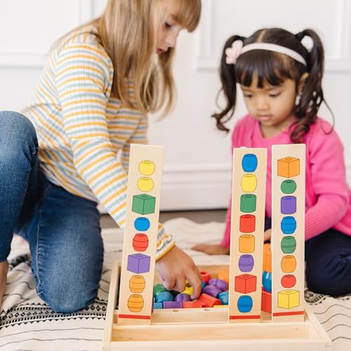 Image of Melissa & Doug Bead Sequencing Set with 46 Wooden Beads and 5 Double-Sided Pattern Boards (Pack of 6)