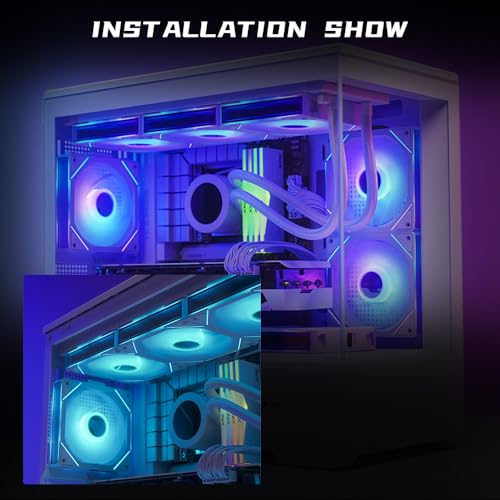 Image of Interstellar V1 120mm PC Case Fans,Infinity Mirror Module Daisy-Chain 5V ARGB PWM Case Fans 120mm Triple Pack Suitable for Computer Case & CPU Cooling (White)