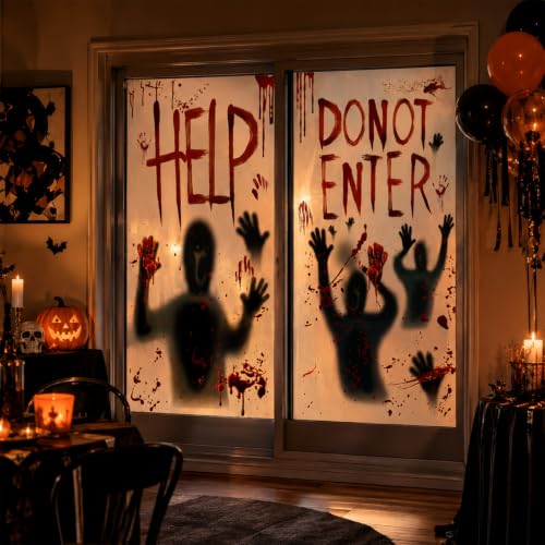 Oeyliz Halloween Giant Bloody Window Posters Windows Clings 2PCS - image 2
