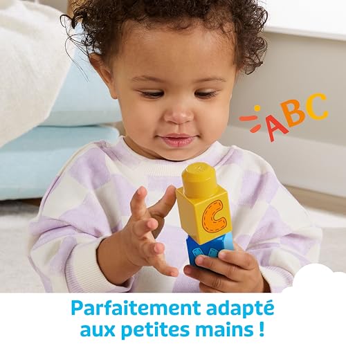 MEGA Bloks Le train des Lettres, jeu de blocs de construction, 60 pièces, jouet pour bébé et enfant de 1 à 5 ans, DXH35