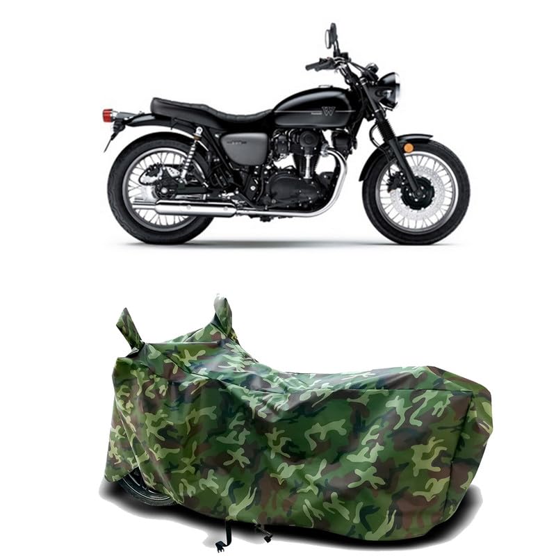 Image of DUFFEL-100% Heat Protection Two Wheeler Bike /Scooty Body Cover for Kawasaki W800 BS6 Water Resistance /UV-Rays /Birds Dropping /Scratchproof /Dust Proof /Waterproof[Green Jungle Print]