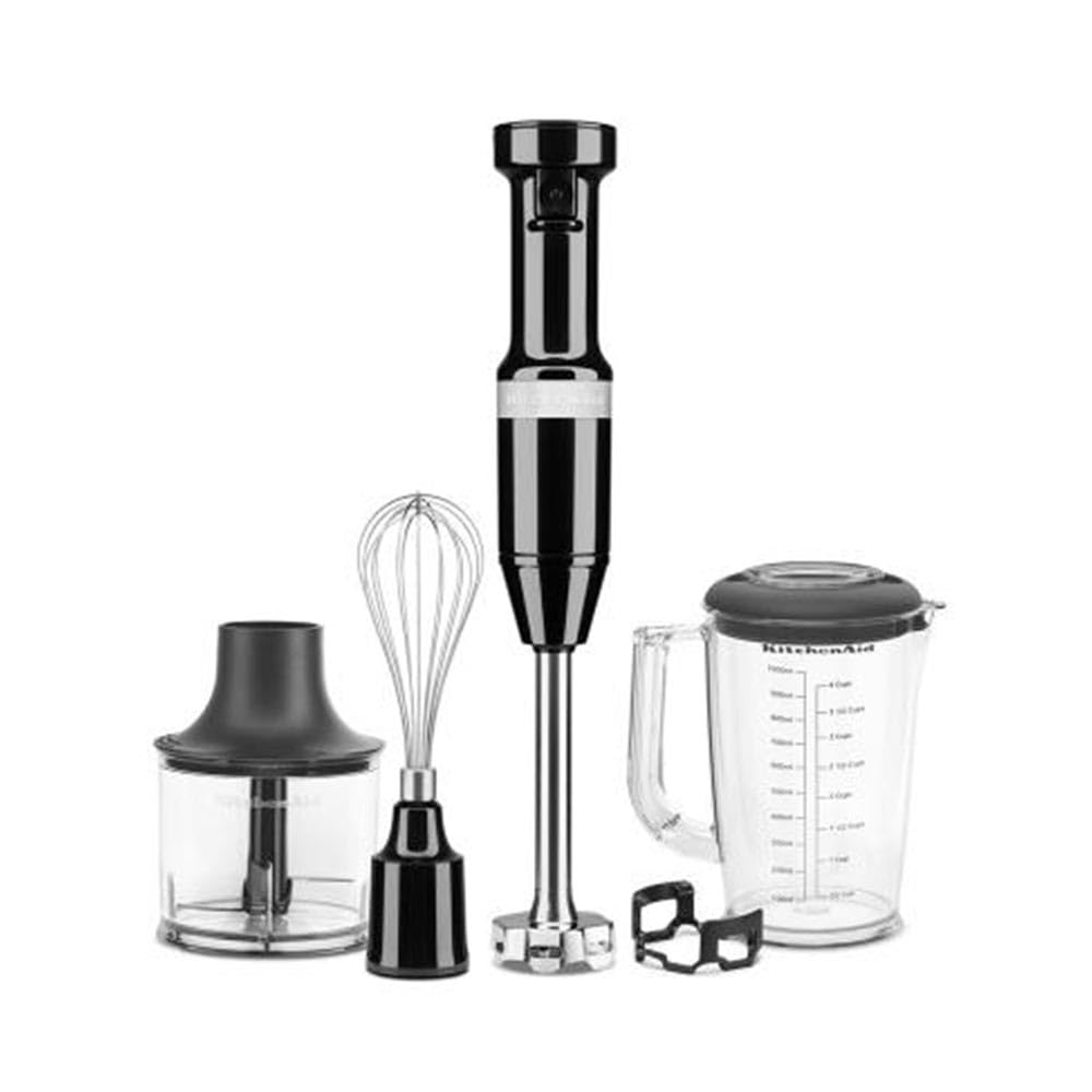 KitchenAid Batidora de Mano Clásica, Velocidad Variable 8250–11600 RPM, Mezcla, Tritura, Emulsiona y Espuma, Brazo y Protector Extraíbles, Vaso 700ml sin BPA, Diseño Ligero, Onyx Black