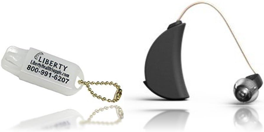 ExSilent Ytango Lite- Personal Sound Amplifier and LIBERTY Hearing Aid Battery Keychain (Black/Left)