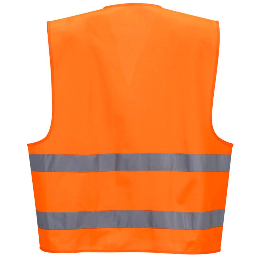 Chaleco alta visibilidad (hi-vis) con bandas reflectante, certificación CE: ISO EN 20471, 100% poliéster, tallas: adulto, color: fluorescente naranja - PACK 5 unidades