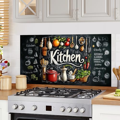 AOHMPT Kitchen Wallpaper and Stove Backsplash Stickers - Waterproof PVC Vinyl Peel & Stick Decals, Reusable Glossy Wall Art for Modern Homes by EasyInstall Decor 30' x 16'