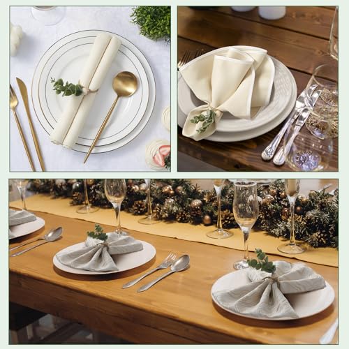 APTWOW Napkin Rings Set of 6, Easter Napkin Rings, Wood Bead Farmhouse Napkin Rings for Weddings Christmas Party and Easter Table Decoration - Thumbnail 7