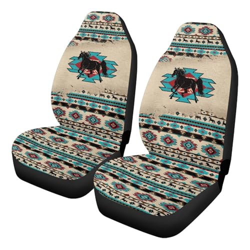Couvre-siège auto durable contre l'usure : housses de siège avant 52x138cm cheval aztèque