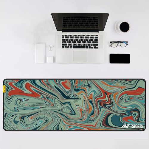 Image of Ant Esports Tropical Wave Unique Mouse Pad Gaming Mouse Pad Extended Mouse Mat for Mouse Keyboard Stitched Edges Waterproof Non-Slip Base Mousepads for Office Home Shop Gaming Extra Large Dusky Green