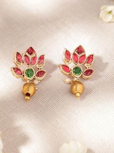Image of Rubans Necklace Set Gold Plated Traditional Stylish Floral Theme Jewellery Gift for Women & Girls