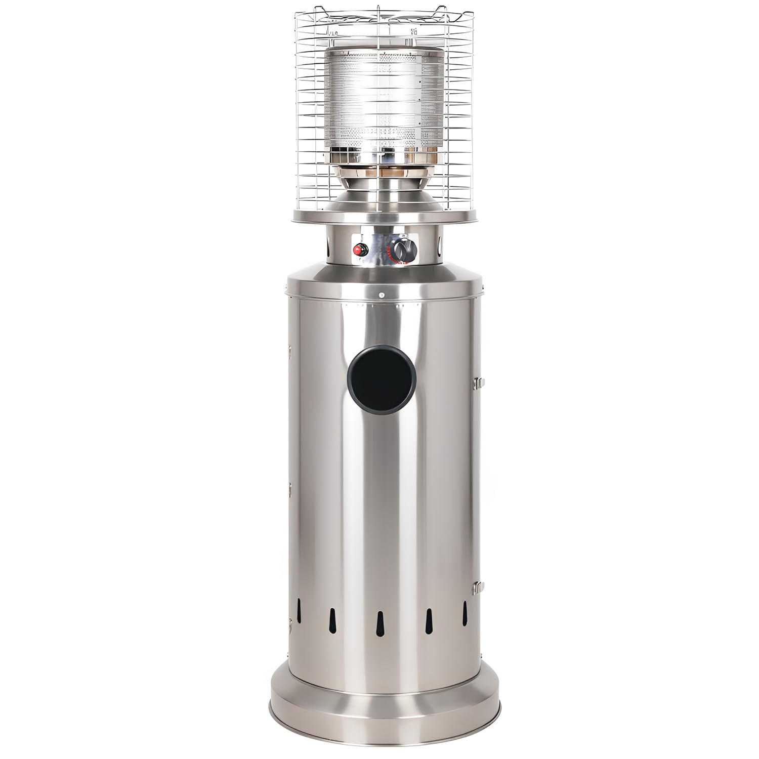 Marvin Stufa a Gas da Esterno, Riscaldatore Gpl Portatile con Ruote FIRE, Bruciatore Riscaldante Arredo, per Terrazzo Patio Giardino Locali Ristoranti Bar, In Acciaio Potenza 13 Kw (Acciaio Inox)