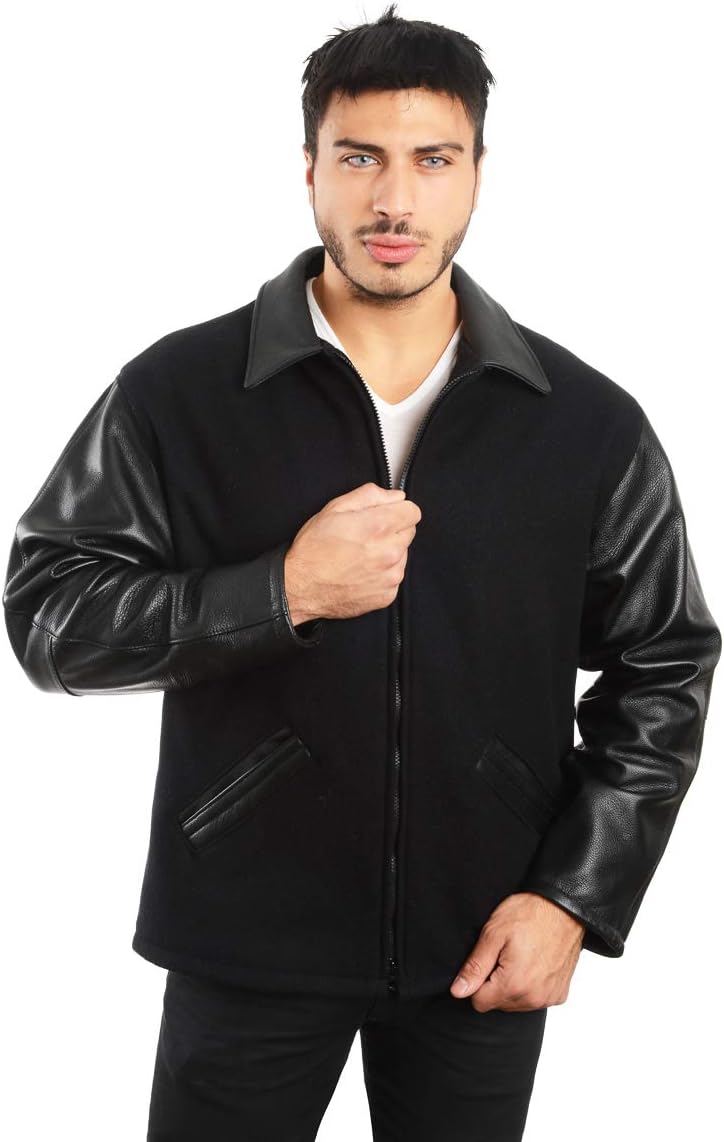 REED Men's Premium Straight Bottom Leather wool Jacket Made in USA