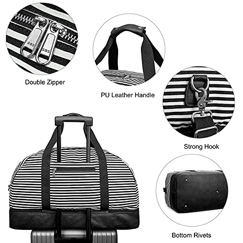 S-ZONE 60L Weekender Bag for Women Men Large Travel Carry on Duffle Weekend Overnight Duffel with Shoes Compartment