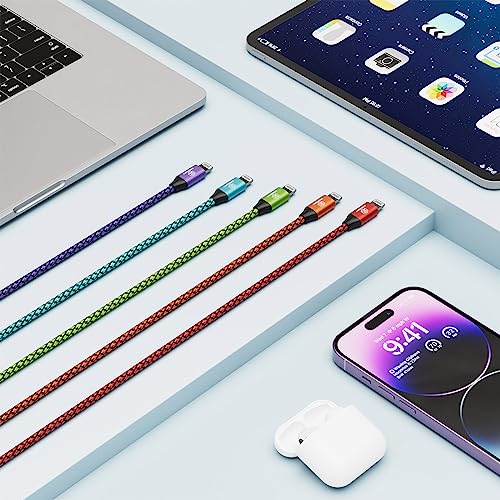 Iphone Charger 5 Pack 10 Ft Usb Lightning Cable Apple Mfi Certified Cable Fast Charging Cord Nylon Braided Compatible With Iphone 14 13 12 11 Xs Xr X Pro Max 8 7 6 6S 6 Plus Mini 5S Se Plus Ipad #TOP5