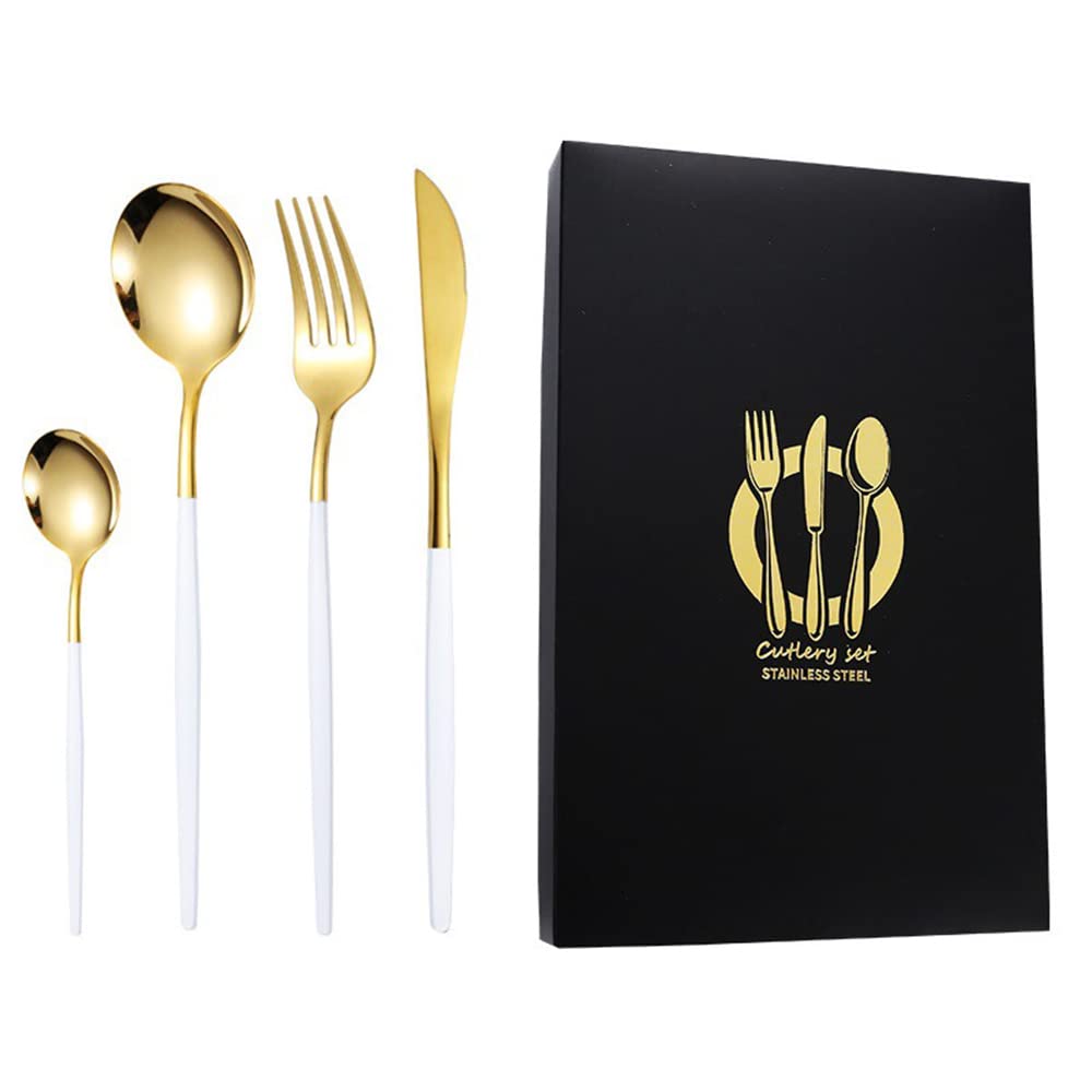BesteckSet Steak Besteck Set Lebensmittelechtes Edelstahl-Besteck Set 8 Personen, 32-teiliges Geschirr, Essgeschirr für Zuhause und Restaurant, Hochzeit, Halloween, Weihnachten