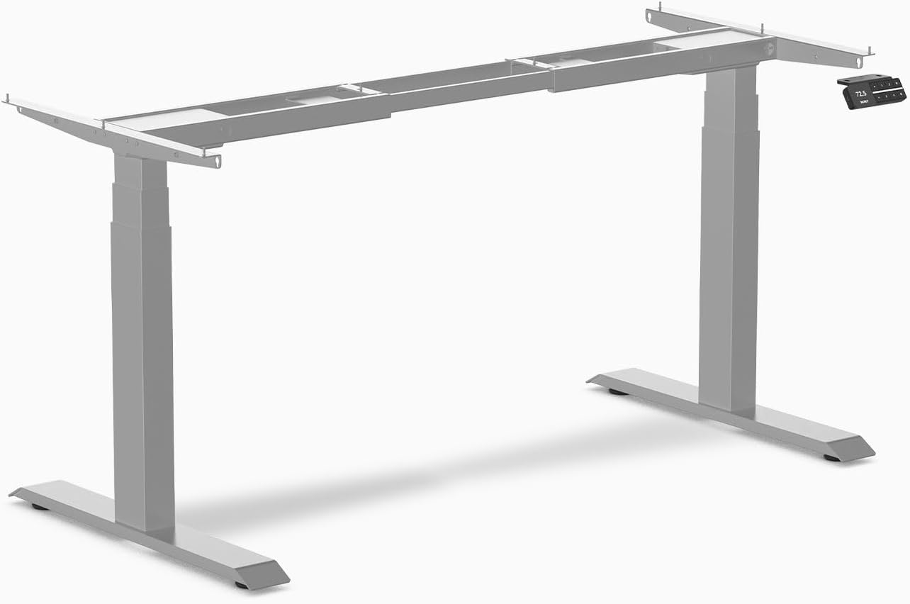 Desky Dual Motor Standing Desk Frame, Height Adjustable Electric Sit Stand Desk Base with Memory Presets, Heavy Duty Steel Frame for Home Office and Workstations – Space Grey