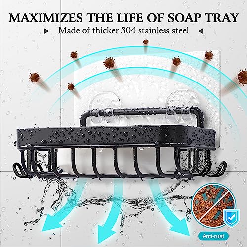 Soap Dish Holder For Shower Wall: 304 Stainless Steel Bar Soap Holder With Hooks For Bathroom, Rectangle Bar Soapdish With Perforation - Replacement For Suction1 #TOP1